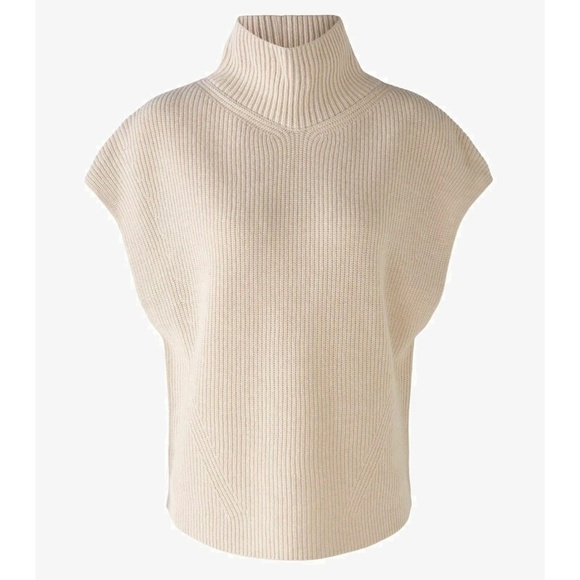 🌺Host Pick!🌺 OUI Boxy Cap sleeve Ribbed knit Cream/Oatmeal Wool blend Size 12 - Picture 4 of 14